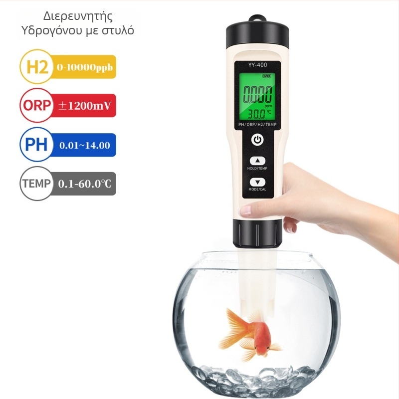 Φορητός μετρητής pH 4-in-1 με ORP, θερμοκρασία και υδρογόνο - εύρος 0-14 pH, ακρίβεια ±0,05, LED οπίσθιος φωτισμός, μοντέλο YY-400.