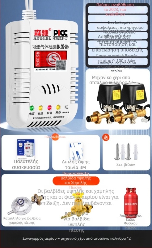 Senchi MQ08 Σταθερός ανιχνευτής διαρροής αερίου με αυτόματο διακόπτη βαλβίδας για εύφλεκτα αέρια