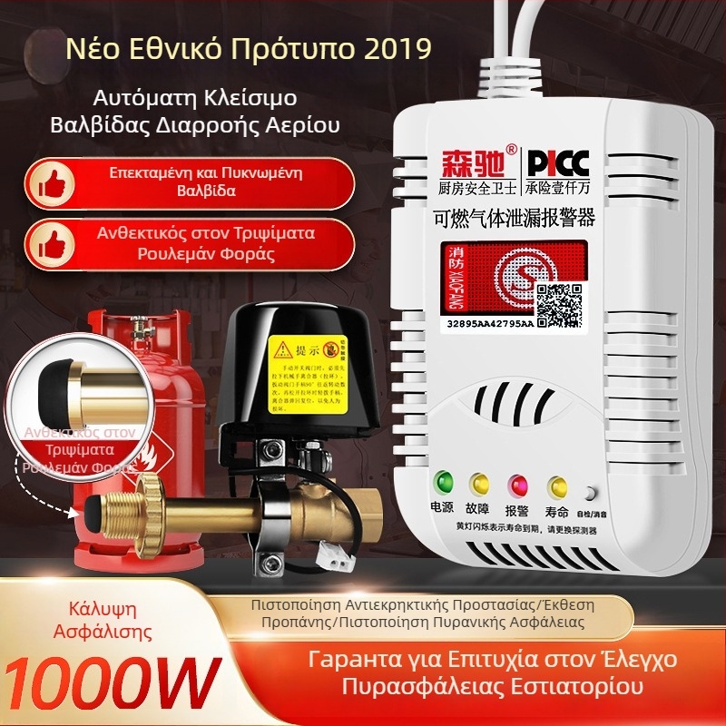 Senchi MQ08 Σταθερός ανιχνευτής διαρροής αερίου με αυτόματο διακόπτη βαλβίδας για εύφλεκτα αέρια