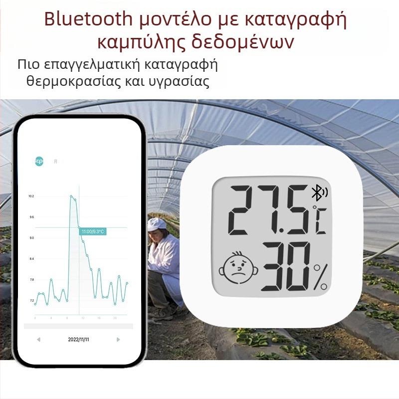 Μετρητής θερμοκρασίας και υγρασίας για θερμοκήπιο με ψηφιακή οθόνη, καταγραφή υψηλών/χαμηλών θερμοκρασιών, μοντέλο L-260