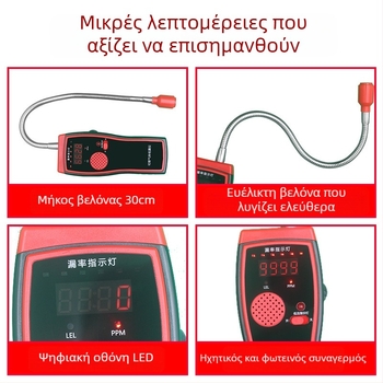 Φορητός ανιχνευτής αερίων για οικιακά εύφλεκτα αέρια, με ψηφιακή οθόνη και συναγερμό υψηλής ευαισθησίας