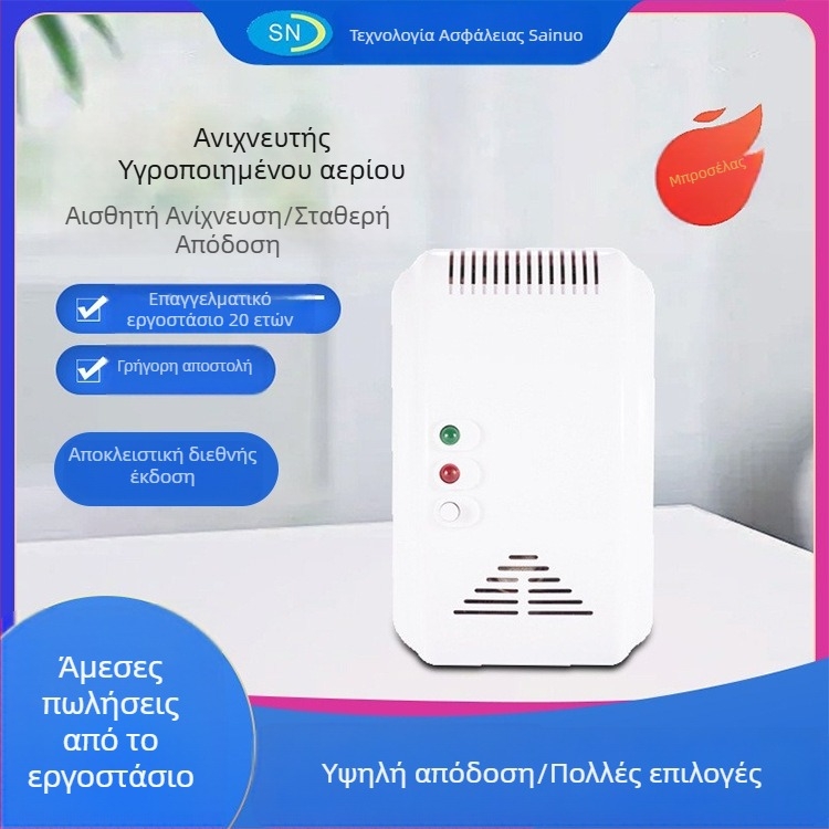 Ανιχνευτής αερίου οικιακής χρήσης SN-817, τοίχος, ενσύρματο, 220V, Συναγερμός διαρροής φυσικού αερίου