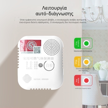 Οικιακός συναγερμός αερίου με ανίχνευση CO/μεθανίου, σταθερός τύπος, κάλυψη 20 m², ακρίβεια 8%, 220V