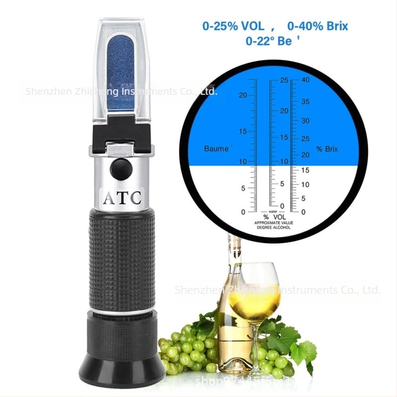 Φορητό διαθλασίμετρο οίνου, 0-22 Brix, 0-25% αλκοόλ, 0-40 ζάχαρη