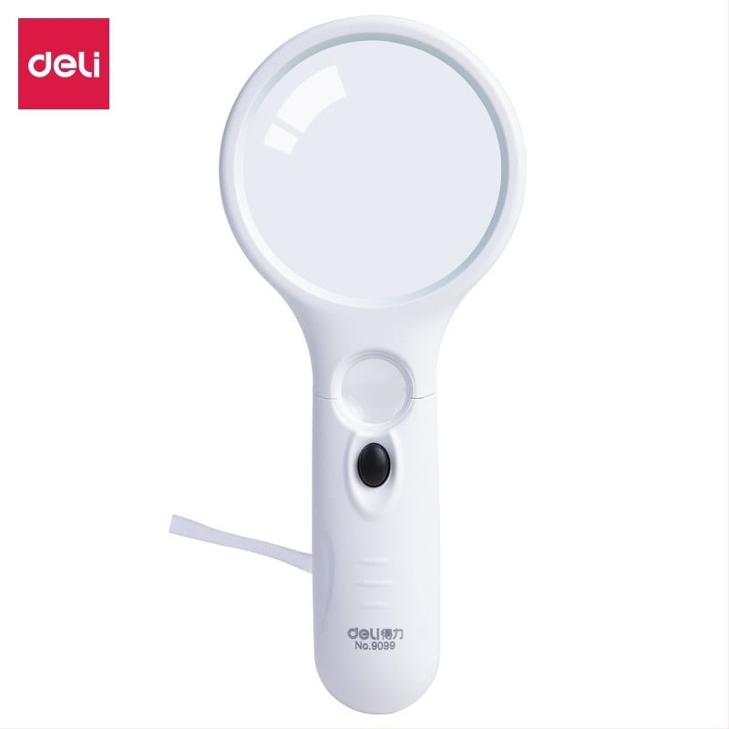 Deli LED μεγεθυντικό γυαλί 9099, με φωτισμό, φορητό, 11x μεγέθυνση, για ανάγνωση ηλικιωμένων και μαθητών