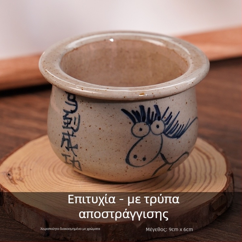 Κεραμική γλάστρα για παχύφυτα, χειροποίητη με ζωγραφική, διαπεραστή, κατάλληλη για επιτοίχια τοποθέτηση, επιτραπέζιο ή κρεμαστό χώρο, κινεζικού στυλ