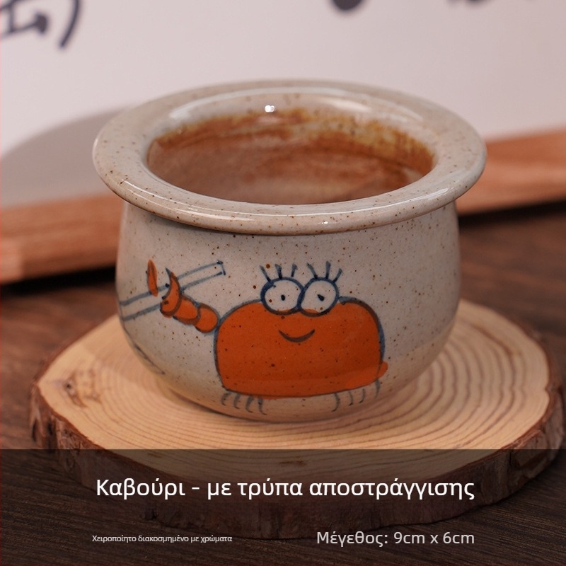 Κεραμική γλάστρα για παχύφυτα, χειροποίητη με ζωγραφική, διαπεραστή, κατάλληλη για επιτοίχια τοποθέτηση, επιτραπέζιο ή κρεμαστό χώρο, κινεζικού στυλ