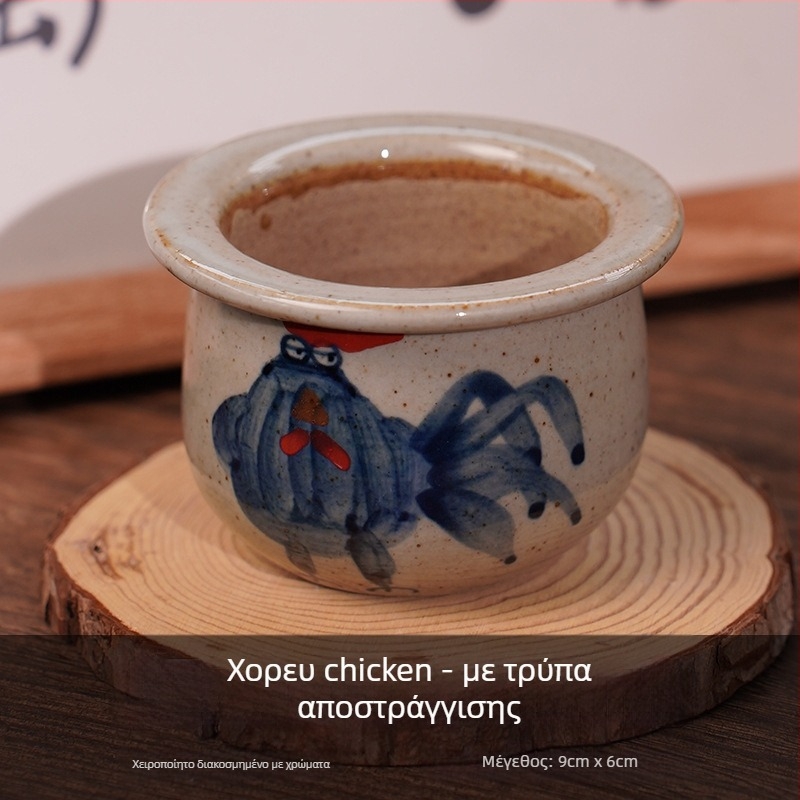 Κεραμική γλάστρα για παχύφυτα, χειροποίητη με ζωγραφική, διαπεραστή, κατάλληλη για επιτοίχια τοποθέτηση, επιτραπέζιο ή κρεμαστό χώρο, κινεζικού στυλ