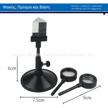 Κιτ πειραμάτων φυσικής οπτικής: φακοί, πρίσματα και βάση στήριξης (Μοντέλο 29038; Υλικό: Πλαστικό; Μάρκα: Full-belly warp fiber)