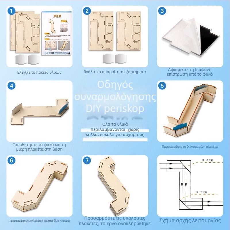 Σετ DIY Κατασκευής Περισκοπίου — Ξύλινο Υλικό, Διαδραστικό Επιστημονικό Πρόγραμμα για Παιδιά 7–14 ετών, Ανάπτυξη Δεξιοτήτων Με το Χέρι