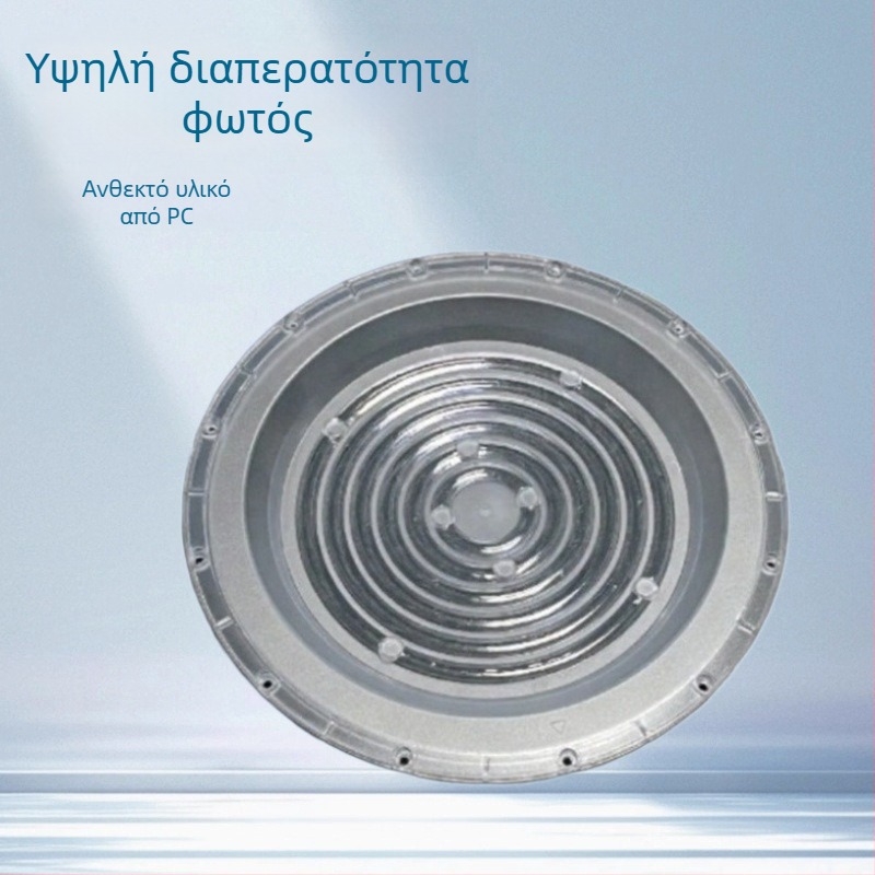 Οπτικός φακός υψηλής απόδοσης για βιομηχανικούς/ορυχεια LED λαμπτήρες, UFO δαχτυλίδι-κόκκων σχεδίασης, δέσμη 60-90°, διαπερατότητα 92%, μοντέλο UFO-a-100w-150w-200w, κύριο υλικό PCS