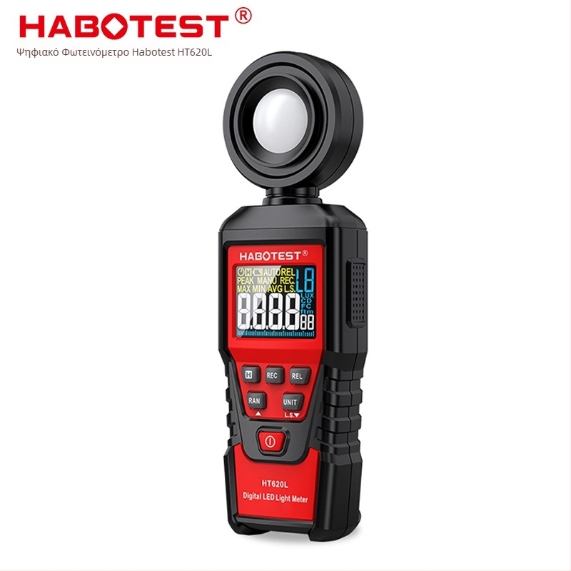 HABOTEST HT620L Ψηφιακός μετρητής φωτεινότητας, Υψηλής ακρίβειας φωτομετρικός μετρητής, Τροφοδοσία από 3×1.5V AAA μπαταρίες