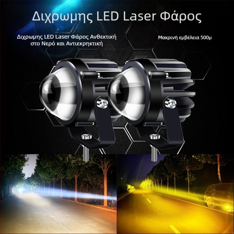 LED προβολέας αυτοκινήτου με υψηλό φωτισμό και υπερλαμπρός φακό, LED πηγή 1W, 12–24V, κατάλληλο για φορτηγά