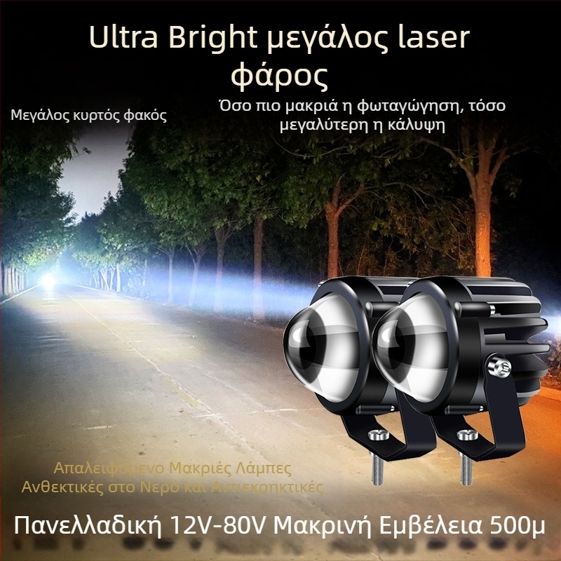 LED προβολέας αυτοκινήτου με υψηλό φωτισμό και υπερλαμπρός φακό, LED πηγή 1W, 12–24V, κατάλληλο για φορτηγά