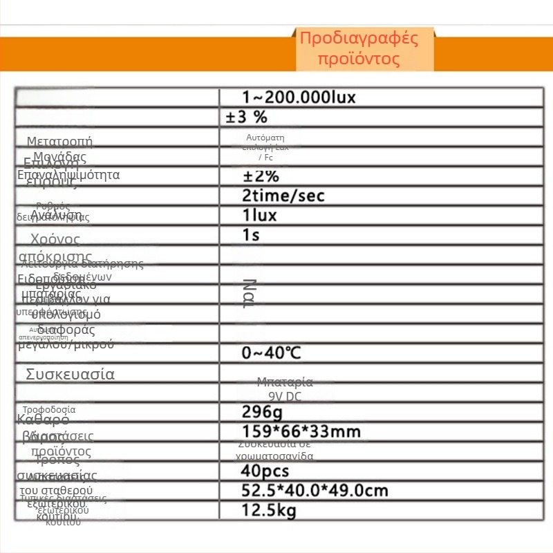 Xima AS823 Χειροκίνητος Μετρητής Φωτεινότητας — Υψηλής Ακρίβειας Ψηφιακό Lux Μετρητής, Λειτουργεί με Μπαταρία 9V, Διαγνωστικό Φωτεινότητας