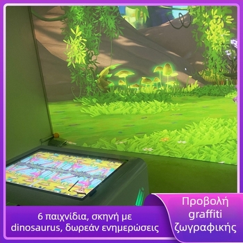 Διαδραστική προβολή ζωγραφικής για τοίχο και δάπεδο σε παιδικό μουσείο επιστήμης και τεχνολογίας – προβολή ολογραφίας για πολλούς χρήστες, ανάλυση 1024x768, φωτεινότητα 3300 lumens, φακός 0.8, ισχύς 350W, τάση 220V