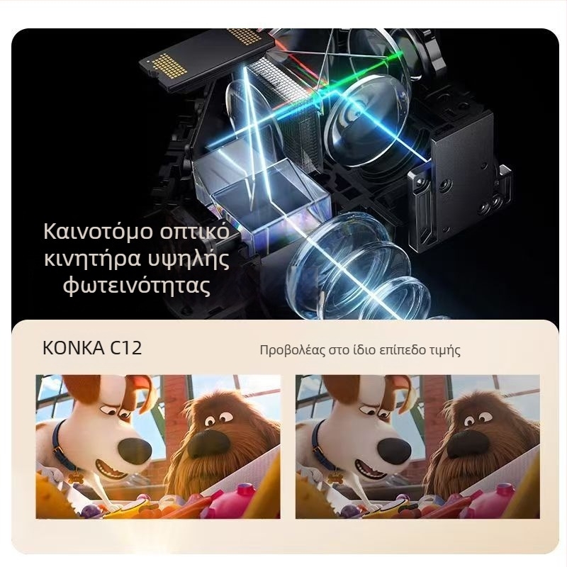 Φορητός προβολέας οικιακού θεάτρου με περιστροφή PTZ, Full HD 1920x1080, φωτεινότητα 5000 ANSI lumens, 80W