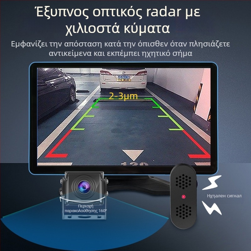 Dash cam αυτοκινήτου με πολλαπλούς φακούς, εγγραφή 1080p εμπρός/πίσω, γωνία θέασης 170°, διάφραγμα φακού F2.0, λειτουργίες: αντίστροφη εικόνα και νυχτερινή όραση