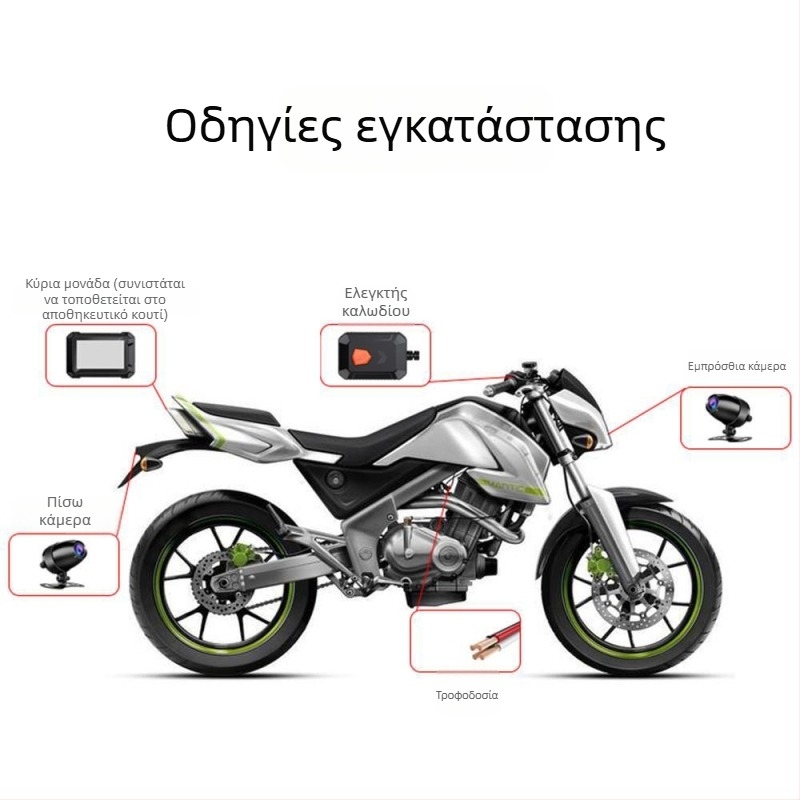 Βιντεοκαταγραφέας μοτοσικλέτας MT2A – 1080p, 150°, διπλή κάμερα, Loop Video, εγκατάσταση μπροστά και πίσω