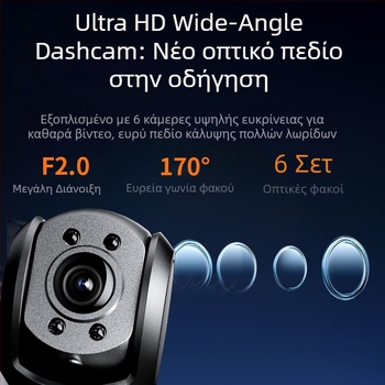 Κάμερα οδήγησης με APP, ευρυγώνιος 170°, 1080p, Wi‑Fi, κυκλική καταγραφή, τοποθέτηση σε παρμπρίζ