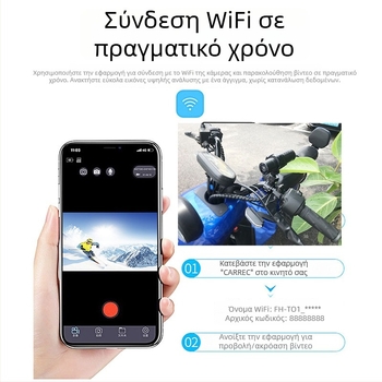 Κάμερα κράνους για μοτοσικλέτα και ποδήλατο βουνού με IP65 αδιάβροχο, Wi‑Fi, 1080p βίντεο, 140° ευρυγώνιος φακός, υποστήριξη TF κάρτας