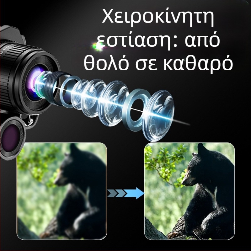 Μονόφθαλμο νυχτερινό οπτικό όργανο με υπέρυθρο φωτισμό, μεγέθυνση 6x–10x, 25mm αντικειμενικός φακός, απόσταση θέασης 600m, βάρος 340 g