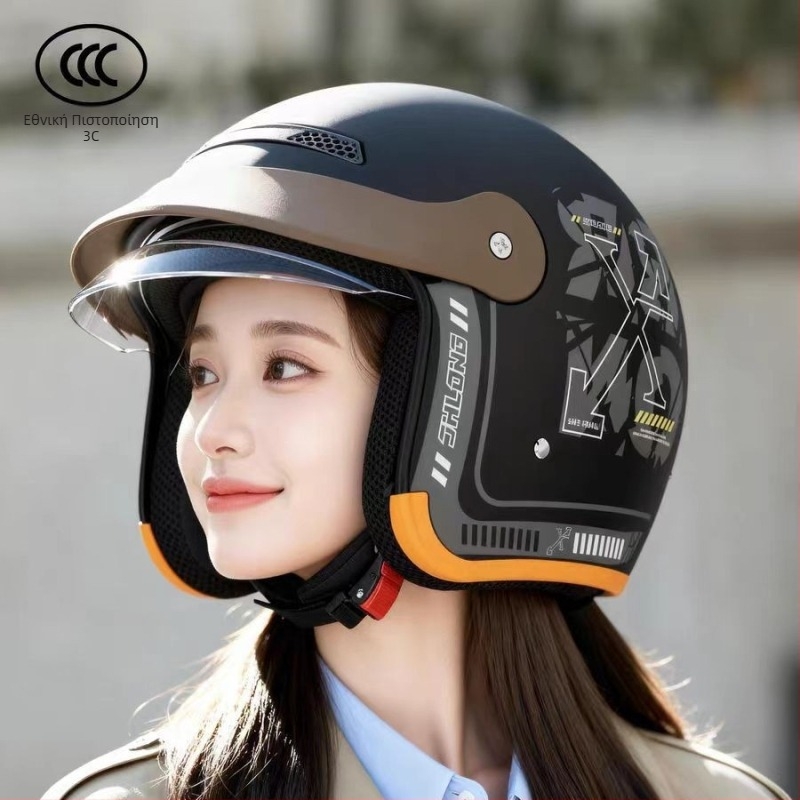 RYR Ημι-κράνος για ενήλικες – ABS+PC, Χειμερινό κράνος μοτοσικλέτας για off-road με πιστοποίηση 3C