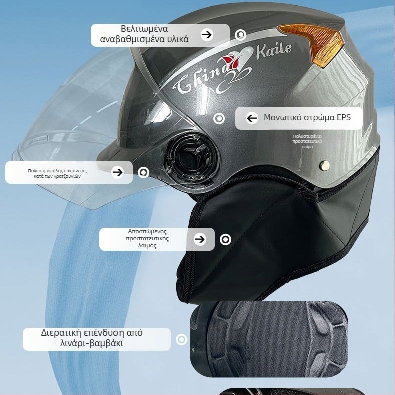 Κράνος μισού τύπου για ηλεκτρικό όχημα — ABS, πιστοποίηση 3C, unisex