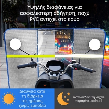 Μπροστινό αεροφράγμα για ηλεκτρικό μοτοποδήλατο και ηλεκτρικό αυτοκίνητο – PVC, αναδιπλούμενο, HD διαφανής ασπίδα