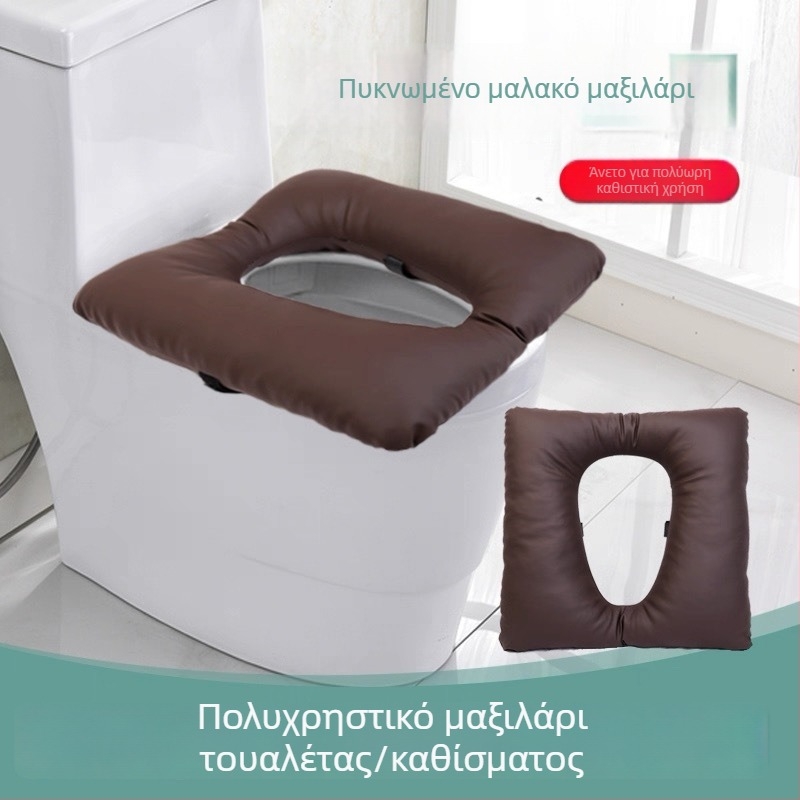 Αδιάβροχο άνετο μαξιλάρι καθίσματος για αιμορροΐδες, κατάλληλο για παρατεταμένο κάθισμα, σε μπάνιου-τουαλέτας — δερμάτινο κάλυμμα, γέμισμα PP βαμβάκι, μοντέρνο μινιμαλιστικό στυλ