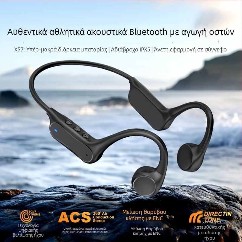 Ακουστικά οστικής αγωγής Bluetooth 6.0, IPX5 αδιάβροχα, Stereo ήχος, αυτονομία μπαταρίας >8h, εμβέλεια 15 m
