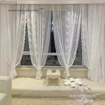 Κουρτίνα πόρτας με γαλλική δαντέλα, βαμβακερό νήμα, τύπος πόρτας: δερμο-βαμβακή, μάρκα Zhuanhe – μοτίβο φυτών και λουλουδιών, μεταδίδει φως αλλά όχι διαφανής