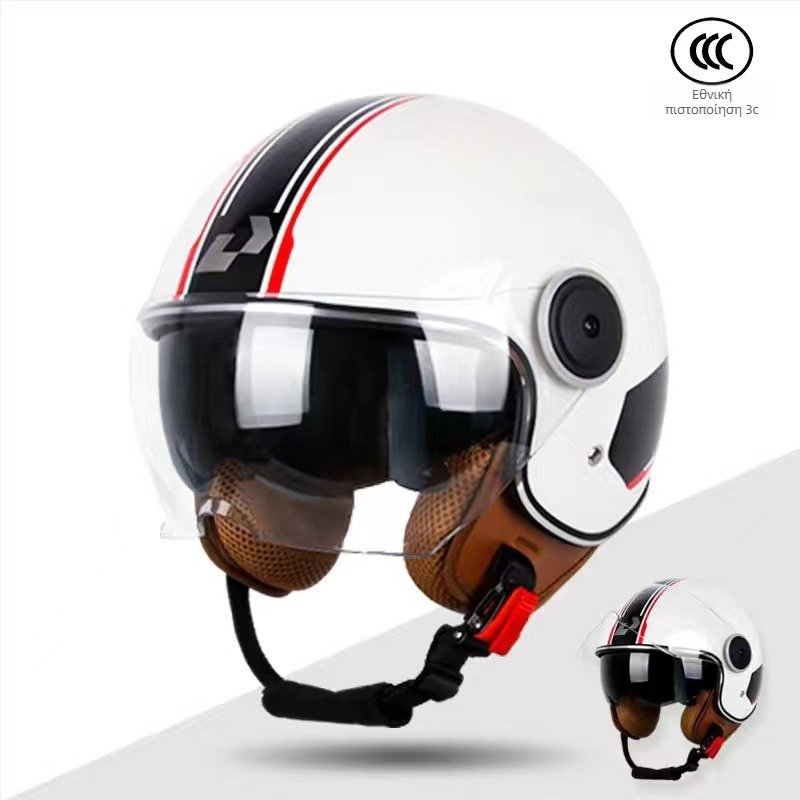 Κράνος μοτοσικλέτας και ηλεκτρικού οχήματος, αναπνεύσιμος, με διπλό φακό, ABS υλικό, 3C πιστοποίηση, UV προστασία