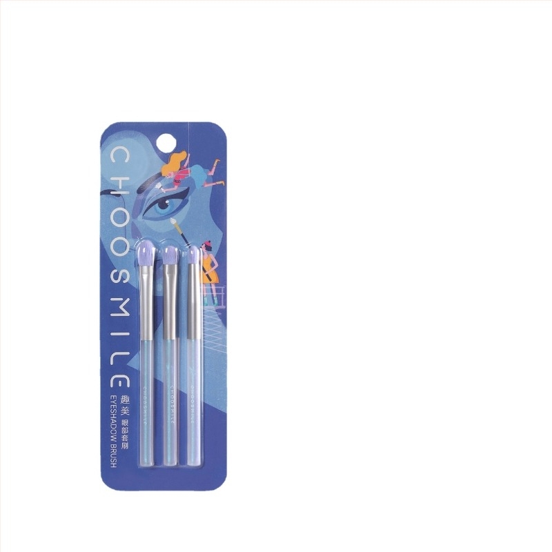 Σετ πινέλων μακιγιάζ για σκιά ματιών, 3 τεμάχια, τρίχες από νάιλον, ξύλινη λαβή, σε κουτί