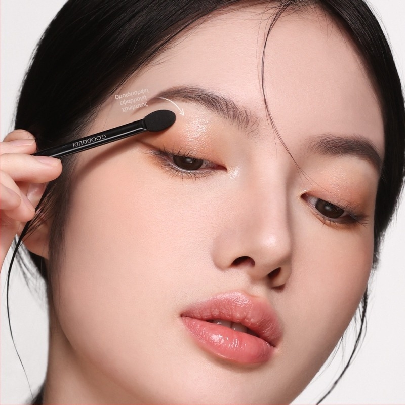 Goody διπλής όψεως βούρτσα ματιών με κεφαλή σφουγγαριού, φορητό σετ πέντε στικ, ξύλινη λαβή, εργαλείο ανάμιξης κονσίλερ και σκιάς