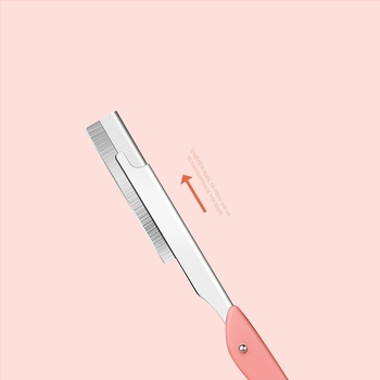 Σετ τρίμερ φρυδιών με θήκη για εναλλάξιμες λεπίδες — επαγγελματικό εργαλείο φρυδιών από ανοξείδωτο ατσάλι, για γυναίκες