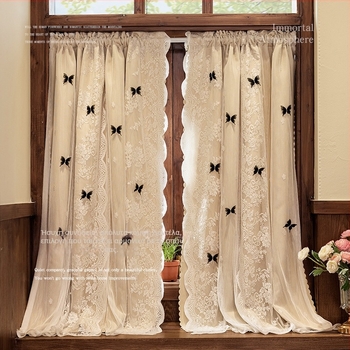 Διπλού επιπέδου κουρτίνα blackout με ενσωματωμένη γάζα, φλανέλ, ηχομόνωση, μοντέρνο μινιμαλιστικό στυλ, δαντελένια κουρτίνα πόρτας σε στυλ πριγκίπισσας