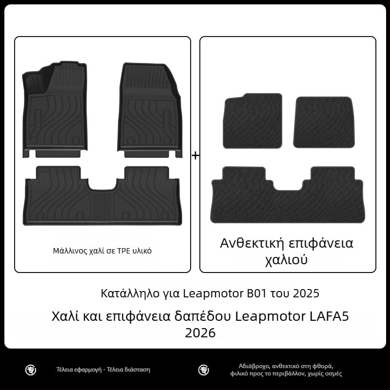 Cenfun TPE πατάκια δαπέδου αυτοκινήτου και μαξιλάρι πλάτης – αδιάβροφα, ανθεκτικά στη φθορά, με μοτίβο ανθρακονημάτων σε γαλαξιακό στυλ, οικολογικό υλικό, προσαρμόσιμο για Leapmotor Lafa5