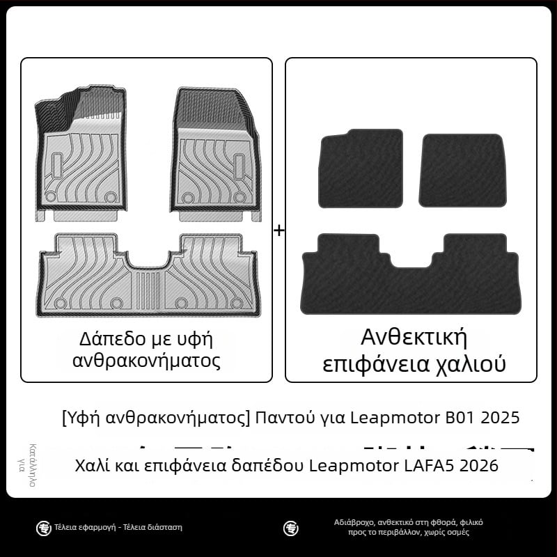 Cenfun TPE πατάκια δαπέδου αυτοκινήτου και μαξιλάρι πλάτης – αδιάβροφα, ανθεκτικά στη φθορά, με μοτίβο ανθρακονημάτων σε γαλαξιακό στυλ, οικολογικό υλικό, προσαρμόσιμο για Leapmotor Lafa5