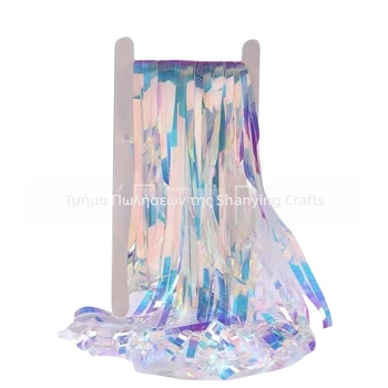 Αξεσουάρ διαμόρφωσης χώρου για πάρτι: κουρτίνα λέιζερ-βροχής με φούντες ως φόντο οροφής; κατάλληλο για βραδινά πάρτι και κοντσέρτα; υλικό: πλαστικό; τύπος υλικού: κορδέλα.