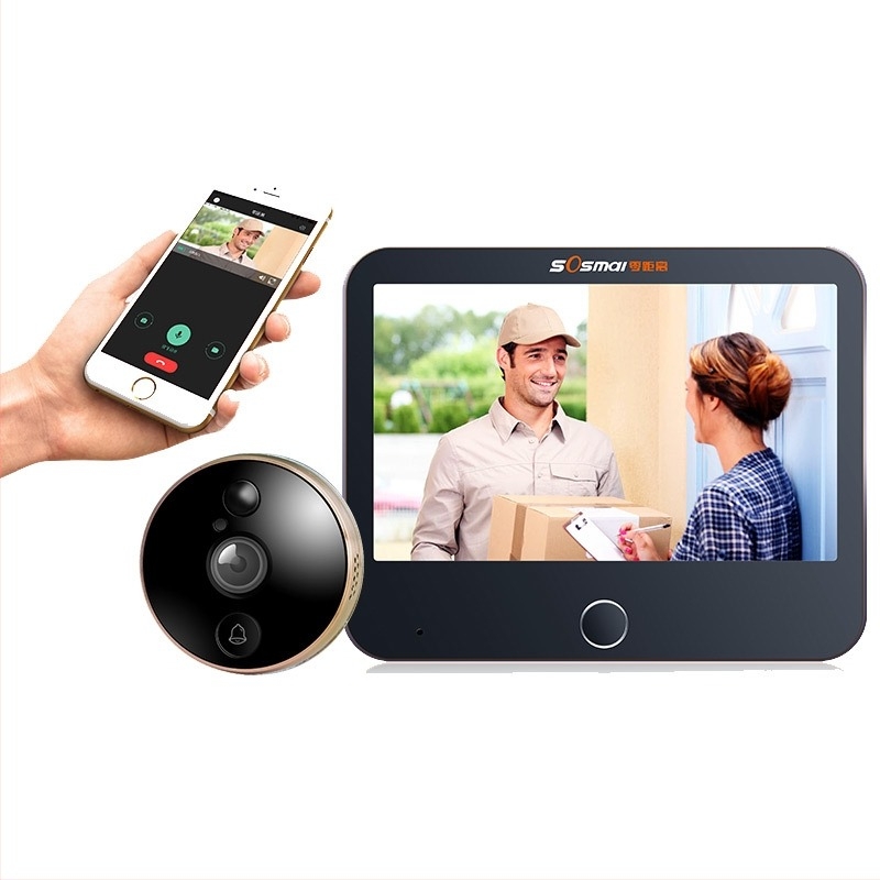 WiFi βιντεοθύρα πόρτας με εφαρμογή κινητού, απομακρυσμένος ενδοεπικοινωνία και έξυπνο βλέμμα πόρτας (μπαταρία λιθίου)
