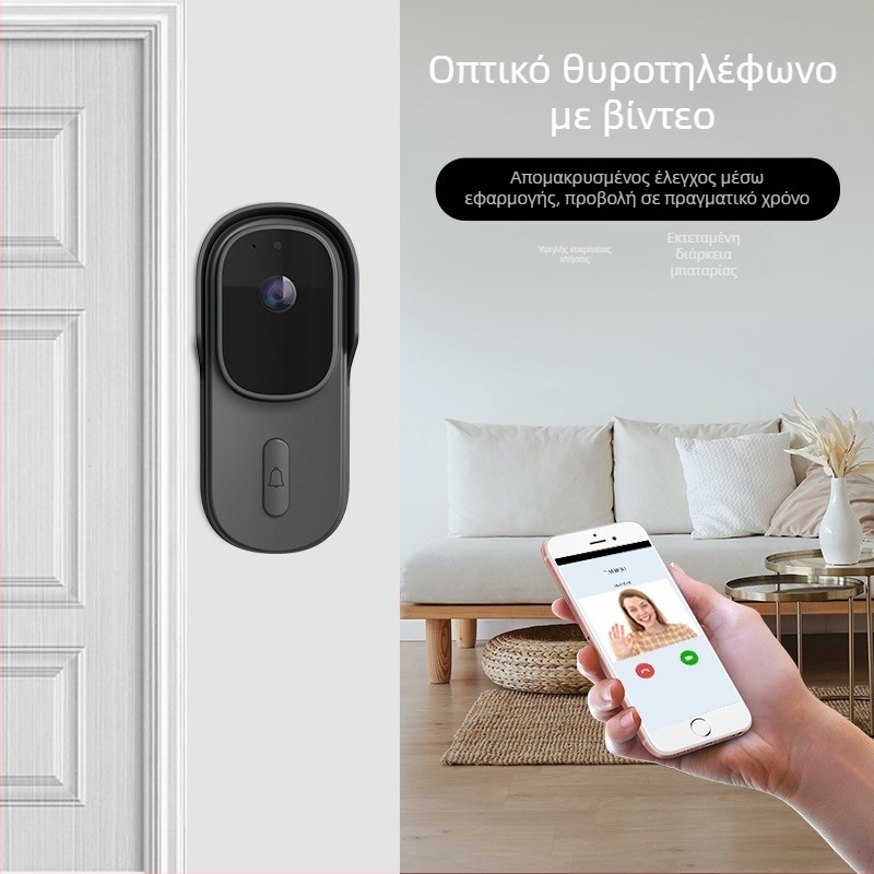 Βιντεοθυροτηλέφωνο με ασύρματο ενδοεπικοινωνίας και αλλαγή φωνής, μοντέλο WF001B-801D, μπαταρία, 5V, κατάλληλο για οικίες, βίλες, διαμερίσματα, ξενοδοχεία και γραφεία
