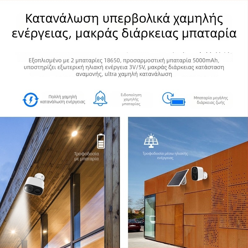 Έξυπνη κάμερα με νυχτερινή όραση, 1080p, ασύρματη Wi‑Fi, εσωτερική/εξωτερική χρήση, εμβέλεια 30 μ