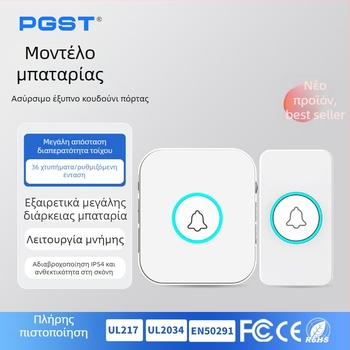 Ασύρματος θυροτηλέφωνο οικιακής χρήσης – μοντέλο M03, τροφοδοσία με 2 μπαταρίες AA, 36 ήχοι κλήσης, κατάλληλο για οικία και εργοστάσιο