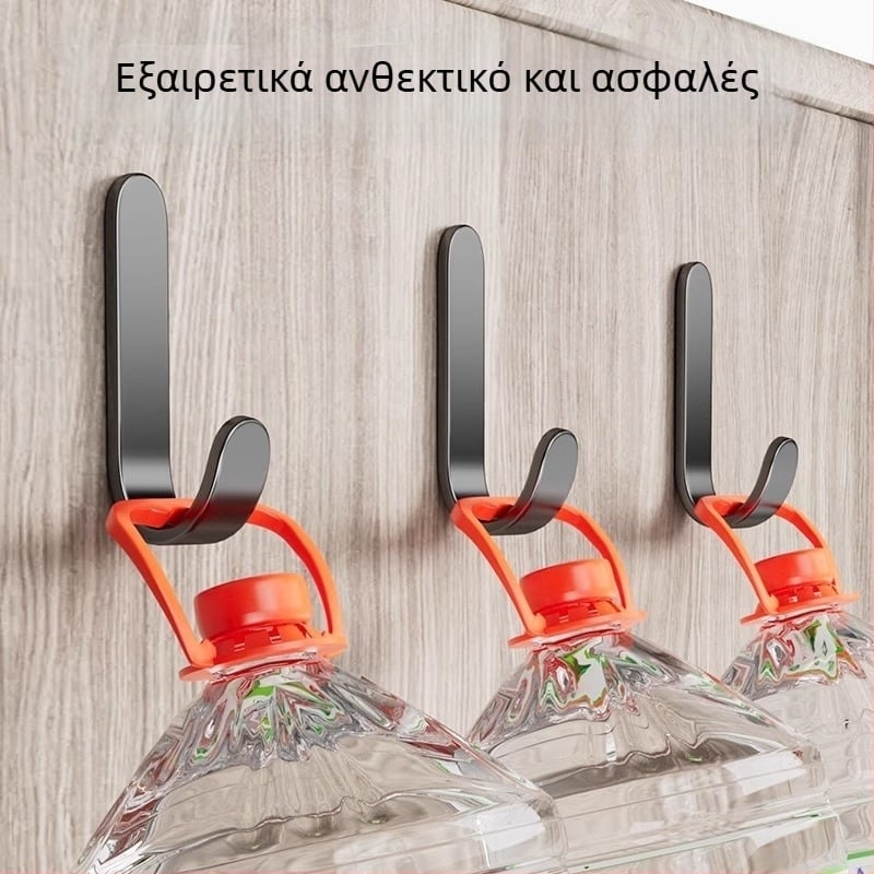 Κρεμάστρα με ισχυρή κόλλα, χωρίς διάτρηση, βαριά κατασκευή — Ανοξείδωτος χάλυβας, μέγ. φόρτιση 5 kg, κατάλληλη για κουζίνα, μπάνιο, πόρτα, τοίχο, κοιτώνα φοιτητών