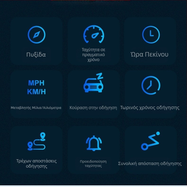 Οθόνη HUD αυτοκινήτου – μοντέλο H2o, GPS είσοδος, τροφοδοσία USB, HD ανάλυση, συμβατό με όλα τα μοντέλα