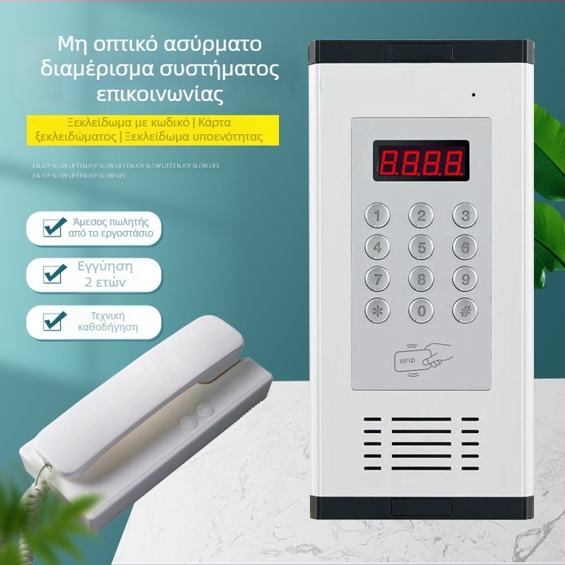 Σετ συστήματος θυροτηλέφωνου για πολυκατοικία με ηλεκτρονικό έλεγχο πρόσβασης – Κεντρική μονάδα με τυπικό κλείδωμα