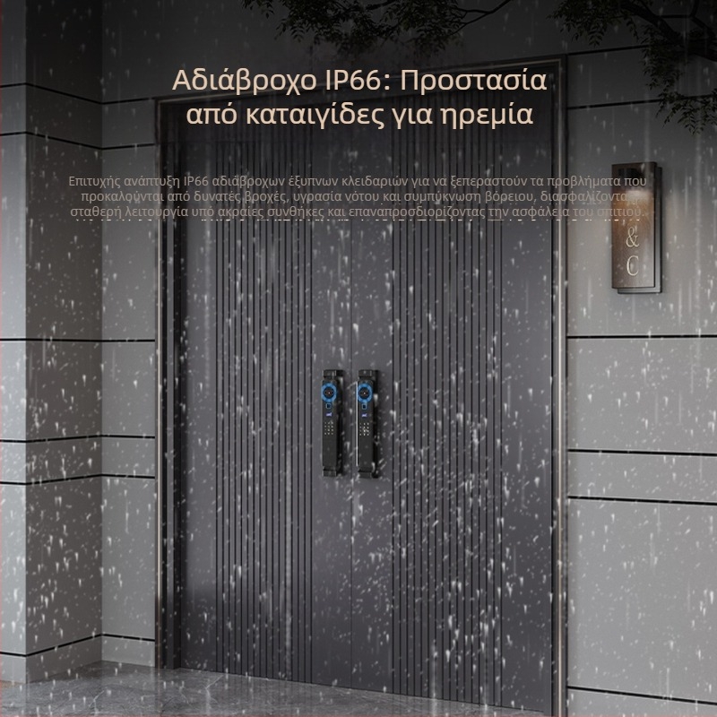 Έξυπνο κλειδαριά πόρτας με αποτύπωμα, κωδικό και αναγνώριση προσώπου, βίντεο θυροτηλέφωνο με μάτι γάτας και παρακολούθηση σε πραγματικό χρόνο — αποθήκευση αποτυπωμάτων 100; >2000 ξεκλειδώσεις; σάρωση <0.1s; 3D πρόσωπο + ημιαγωγικός αποτύπωμα