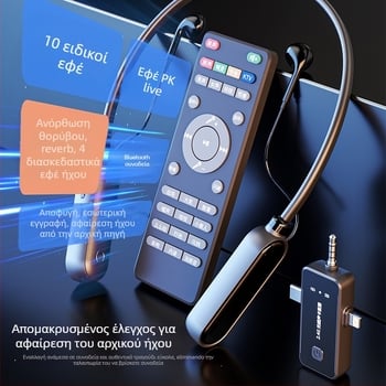 Κάρτα ήχου για ζωντανή μετάδοση με ακουστικά και ενσωματωμένο μικρόφωνο, μείωση θορύβου, παρακολούθηση, εξωτερική καταγραφή (Μοντέλο X21, Ασύρματο, Ενσωματωμένη μπαταρία, Τσιπ Huilian, Επίπεδο μείωσης θορύβου 4)