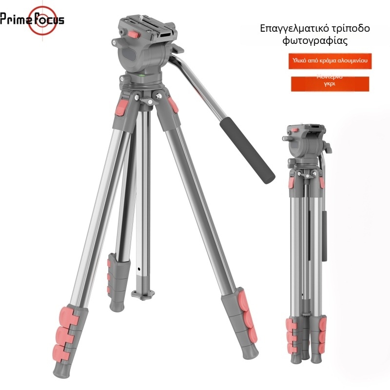 Τρίποδο με υδραυλική κεφαλή για DSLR/κάμερες χωρίς καθρέφτη, 3-τμημάτων αλουμινεν́ίο κράμα, πλάκα γρήγορης απελευθέρωσης, φορτίο 2–5 kg, φορητό στήριγμα ζωντανής μετάδοσης
